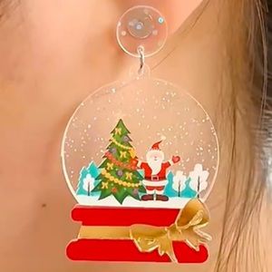 Acrylic Christmas Snow Globe Earrings